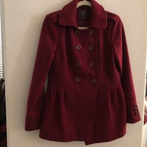 Forever 21 Burgundy Peacoat Large